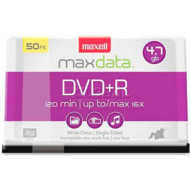 Maxell Corporation 639013 Maxell DVD Recordable Media, MAX639013, DVD-R Media, 16x Speed, 4.70 GB Capcity image.