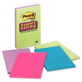 3M 4621SSAU 3M™ Super Sticky Pads, Lined, 4"x6", 45 Sheets/Pad, 4 Pads/Pk, Assorted image.