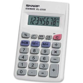 Sharp Electronics EL233SB Sharp® 8-Digit Pocket Calculator, EL233SB, 2-1/4" X 3-3/4" X 1/2", Grey/White image.