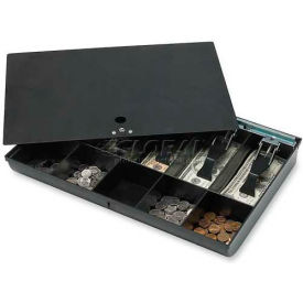 Sparco Products 15505 Sparco Locking Cover Money Tray 15505 w/10 Compartment Tray,  16"W x 11"D x 2-5/16"H, Black image.