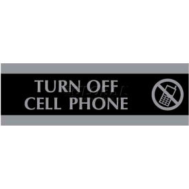 U.S. Stamp & Sign 4759 U.S. Stamp & Sign Century Sign, 4759, TURN OFF CELL PHONE, 9"W X 3"H, Black/Silver image.
