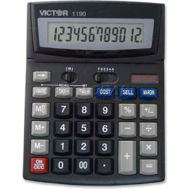 Victor Technologies 1190 Victor® 12-Digit Desktop Calculator, 1190, W/Cost/Margin, 6" X 7-3/4" X 1-1/4", Black image.