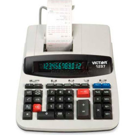 Victor Technologies 1297*****##* Victor® 12-Digit Calculator, 1297, 2 Color Heavy Duty Print, 8" X 11" X 3", White image.