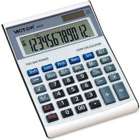 Victor Technologies 6500 Victor® 12-Digit Desktop Calculator, 6500, W/Loan Wizard, 5-3/4" X 7-7/8" X 1-3/4", Silver image.