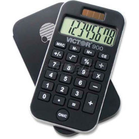Victor Technologies 900 Victor® 8-Digit Pocket Calculator, 900, Dual Power, 2-1/2" X 4-5/8" X 1/4", Black image.
