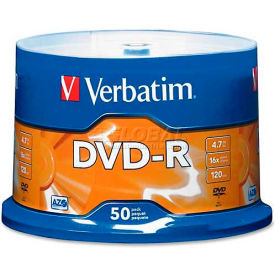 Verbatin America, Llc 95101 Verbatim® DVD-R, 95101, 16X Speed, 4.7GB, For Recoreders/Drives, Branded, 50/Pk image.