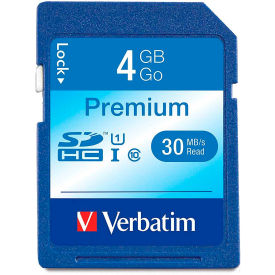 Verbatin America, Llc 96171 Verbatim® 96171 Premium SDHC Memory Card, UHS-I Class 10, 4 GB, Blue image.