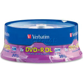 Verbatin America, Llc 96542 Verbatim® Double Layer DVD+R, 96542, 8X, 8.5GB, Branded, Spindle, 30/Pk image.