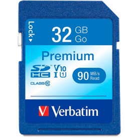 Verbatin America, Llc 96871 Verbatim® 96871 Premium SDHC Memory Card, UHS-I Class 10, 32 GB, Blue image.