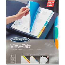 Wilson Jones View-Tab Transparent Divider, Square Tab/5 Tabs, Clear/Multicolor