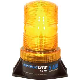 TVH Parts SY361005-A-LED Meteorlite™ 5 High-Profile Strobe Light SY361005-A-LED - 12-80 Volts - Permanent Mount - Amber image.