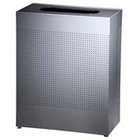 Rubbermaid Commercial Products FGSR18EPLSM Rubbermaid® Silhouette Steel Rectangular Trash Can W/Plastic Liner, 22-1/2 Gal.,Silver Metallic image.