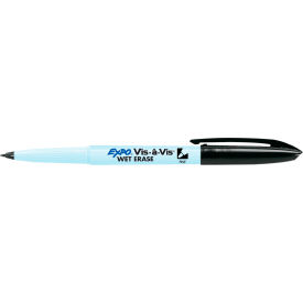 Expo 16001 Expo® Vis-a-Vis Wet-Erase Overhead Transparency Marker, Fine, Black Ink, 12/PK image.