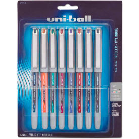 Sanford 1734916 uni-ball® VISION Needle Roller Ball Stick Liquid Pen - Assorted Ink - Fine - 8 Pack image.
