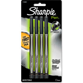 Sanford 1742661 Sharpie® Plastic Point Stick Water Resistant Pen - Black Ink - Fine - 4 Pack image.