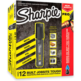 Sanford 2018326 Sharpie® Pro Permanent Marker, Chisel Tip, Black Ink, 12/Box image.