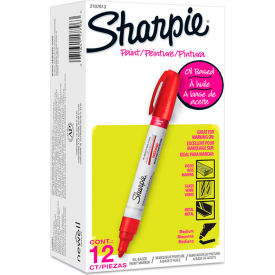 Sanford 2107613 Sharpie® Paint Marker, Oil Based, Medium, Red Ink, Dozen image.