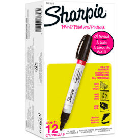 Sanford 2107615 Sharpie® Paint Marker, Oil Based, Medium, Black Ink, Dozen image.