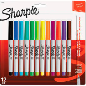 Sanford 37175PP Sharpie® Permanent Markers - Ultra Fine Point - Assorted Colors - 12 Pack image.