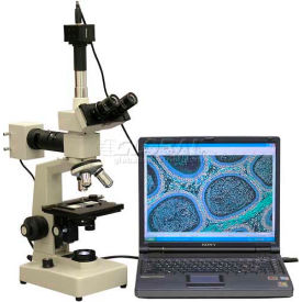 AmScope ME300TZB-2L-M 40X-2000X Two Light Metallurgical Microscope with 1.3MP Digital Camera