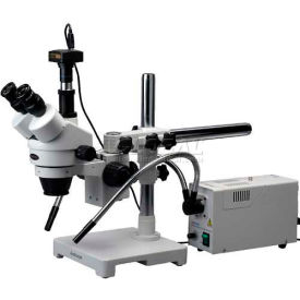 AmScope SM-3TZ-FOD-M 3.5X-90X Trinocular Zoom Stereo Microscope with Fiber Optic Light &1.3MP Camera
