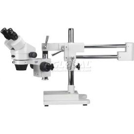AmScope SM-4B 7X-45X Binocular Stereo Zoom Microscope on Double Arm Boom Stand