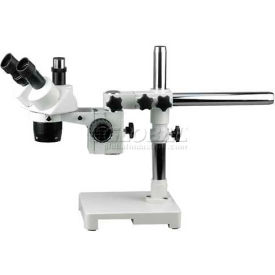 AmScope SW-3T13X 5X-10X-15X-30X Trinocular Stereo Microscope on Single-Arm Boom Stand