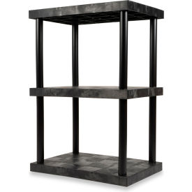 SPC Industrial™ DuraShelf™ 3 Shelf Solid Top 36"W x 24"D x 51"H Black