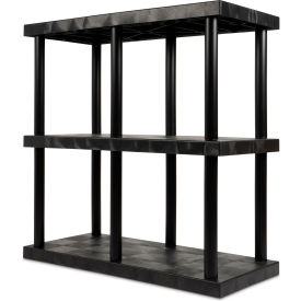 SPC Industrial™ DuraShelf™ 3 Shelf Solid Top 48"W x 24"D x 51"H Black