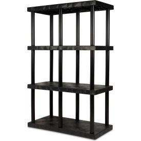 SPC Industrial™ DuraShelf™ 4 Shelf Solid Top 48"W x 24"D x 75"H Black