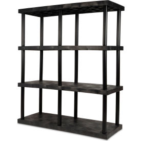 SPC Industrial™ DuraShelf™ 4 Shelf Solid Top 66"W x 24"D x 75"H Black