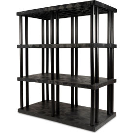 SPC Industrial™ DuraShelf™ 4 Shelf Solid Top 66"W x 36"D x 75"H Black