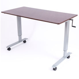 Luxor Corp STANDUP-CF60-DW Luxor Standing Desk - Crank Adjustable Height - 59"L x 29-1/2"W - Walnut image.