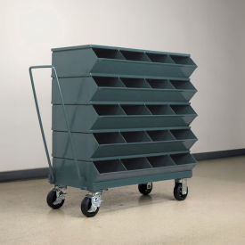 Stackbin Corporation 3-320SSMBGY Stackbin®No 3 Mobile Sectional Bin Unit, 20 Compartments,37"W x 18-3/4"D x 40"H, Gray image.