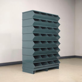 Stackbin Corporation 3-332SSPBGY Stackbin®No 3 Pallet Base Sectional Bin Unit, 32 Compartments,37"W x 18-3/4"D x 57-3/4"H, Gray image.