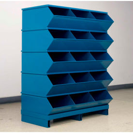 Stackbin Corporation 3-415SSPBBL Stackbin®No 4 Pallet Base Sectional Bin Unit, 15 Compartments,37"W x 20-1/2"D x 46-7/8"H, Blue image.