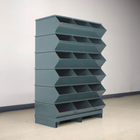 Stackbin Corporation 3-418SSPBGY Stackbin®No 4 Pallet Base Sectional Bin Unit, 18 Compartments,37"W x 20-1/2"D x 55-3/4"H, Gray image.