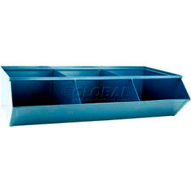 Stackbin Corporation 3-4SSBL Stackbin® Steel Sectional Hopper Bin, 3 Compartments, 37"W x 20-1/2"D x 9-1/2"H, Blue image.