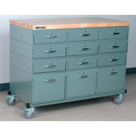 Mobile Drawer Unit #3, 1-3/4" Maple Top, 47"W x 24"D, Gray view 2