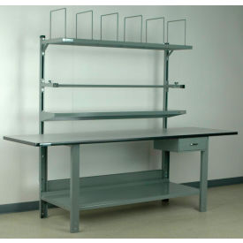 Stackbin Corporation 4-8PACK-8T-GY Stackbin No. 8 Adjustable Height Packing Workbench, Laminate T-Mold Edge, 96"W x 30"D, Gray image.