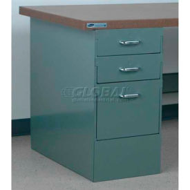 Stackbin Corporation 4-DCP21-16-GY Stackbin Steel Pedestal W/ 3 Drawers, 15-1/2"W x 30"D, Gray image.