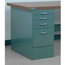 Stackbin Corporation 4-DCP31-23-GY Stackbin 4 Drawer Pedestal, Large Bottom Drawer, 15-1/2"W x 30"D, Gray image.