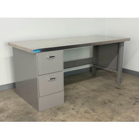 Drawer Pedestal Workbench #2, 1-3/4" Stainless Skin Top, 60"W x 30"D, Gray view 2
