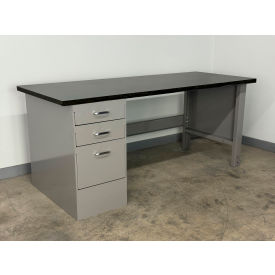 Drawer Pedestal Workbench #3, 1" Phenolic Top, 60"W x 30"D, Gray view 2