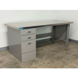 Stackbin® Drawer Pedestal Workbench #3 1-3/4" Stainless Skin Top 60"W x 36"D Gray 
