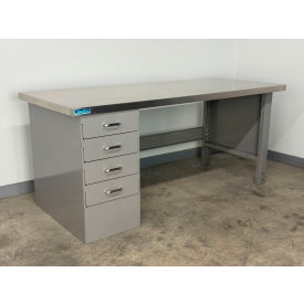 Drawer Pedestal Workbench #1, 1-3/4" Stainless Skin Top, 60"W x 30"D, Gray view 2