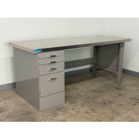 Drawer Pedestal Workbench #4, 1-3/4" Stainless Skin Top, 60"W x 30"D, Gray view 2