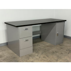Drawer Cabinet Pedestal Workbench #2, 1" Phenolic Top, 60"W x 30"D, Gray view 2