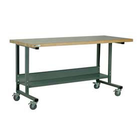 Stackbin Corporation A4830-2012-GY Stackbin 2012 Series Mobile Workbench, 48 x 30", Adjustable Height, Ash Square Edge, Gray image.