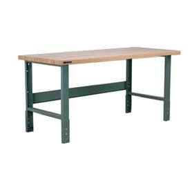Stackbin Corporation A4830-3505-GY Stackbin 3505 Series Adjustable Height Workbench, 48 x 30", Ash Square Edge, Gray image.